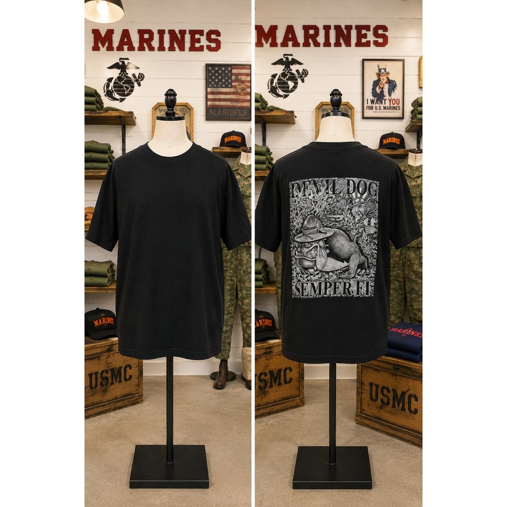 Vintage Alstyle AAA Devil Dog Semper Fi USMC Marine Corps Tee XL