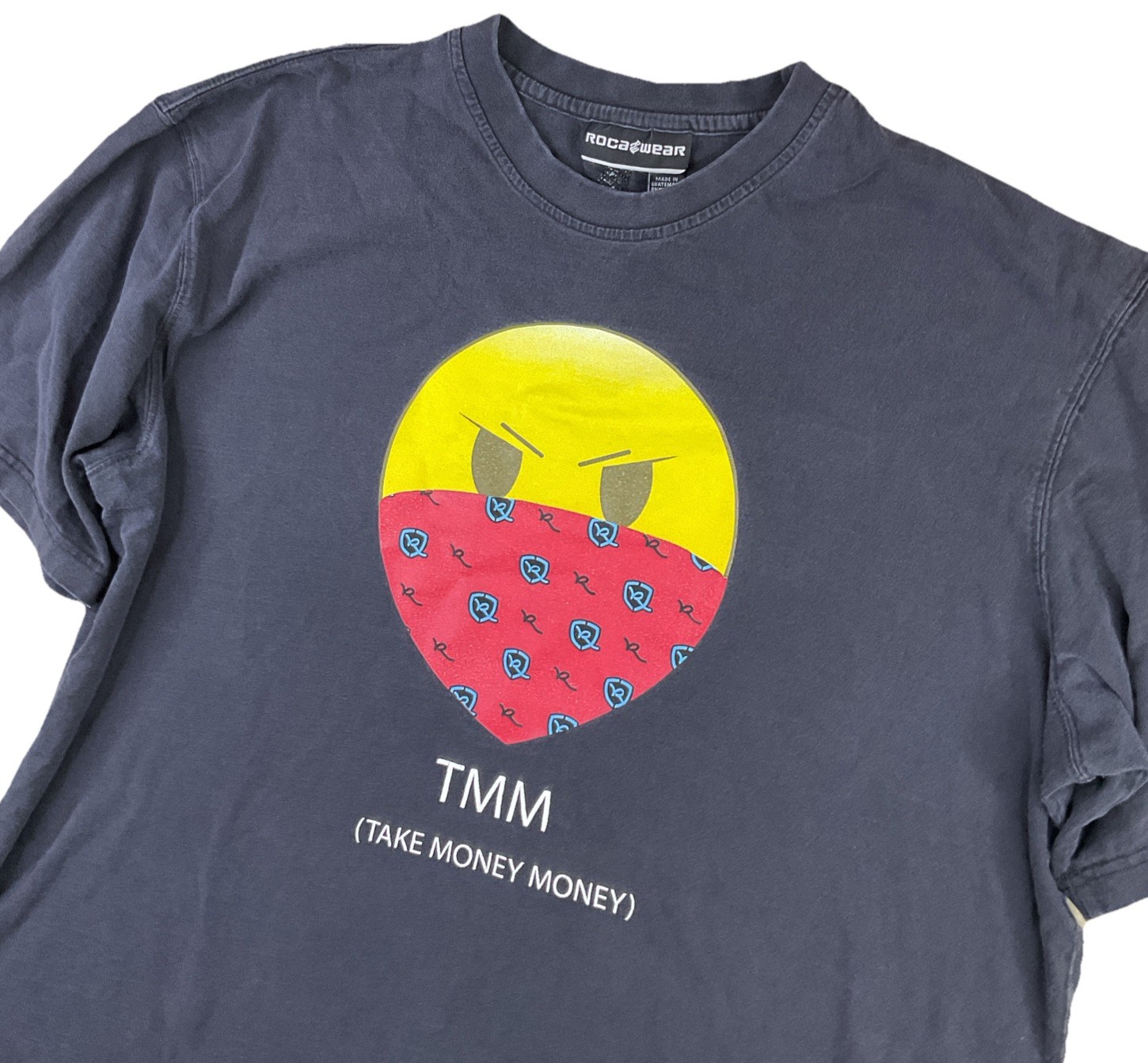 Vintage Rocawear T-Shirt 3XL Smiley Face Bandana Take Money Y2K TMM Distressed