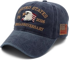 250 Anniversary USA Hat 1776-2026 Eagle Embroidery Liberty Patriotic Baseball…
