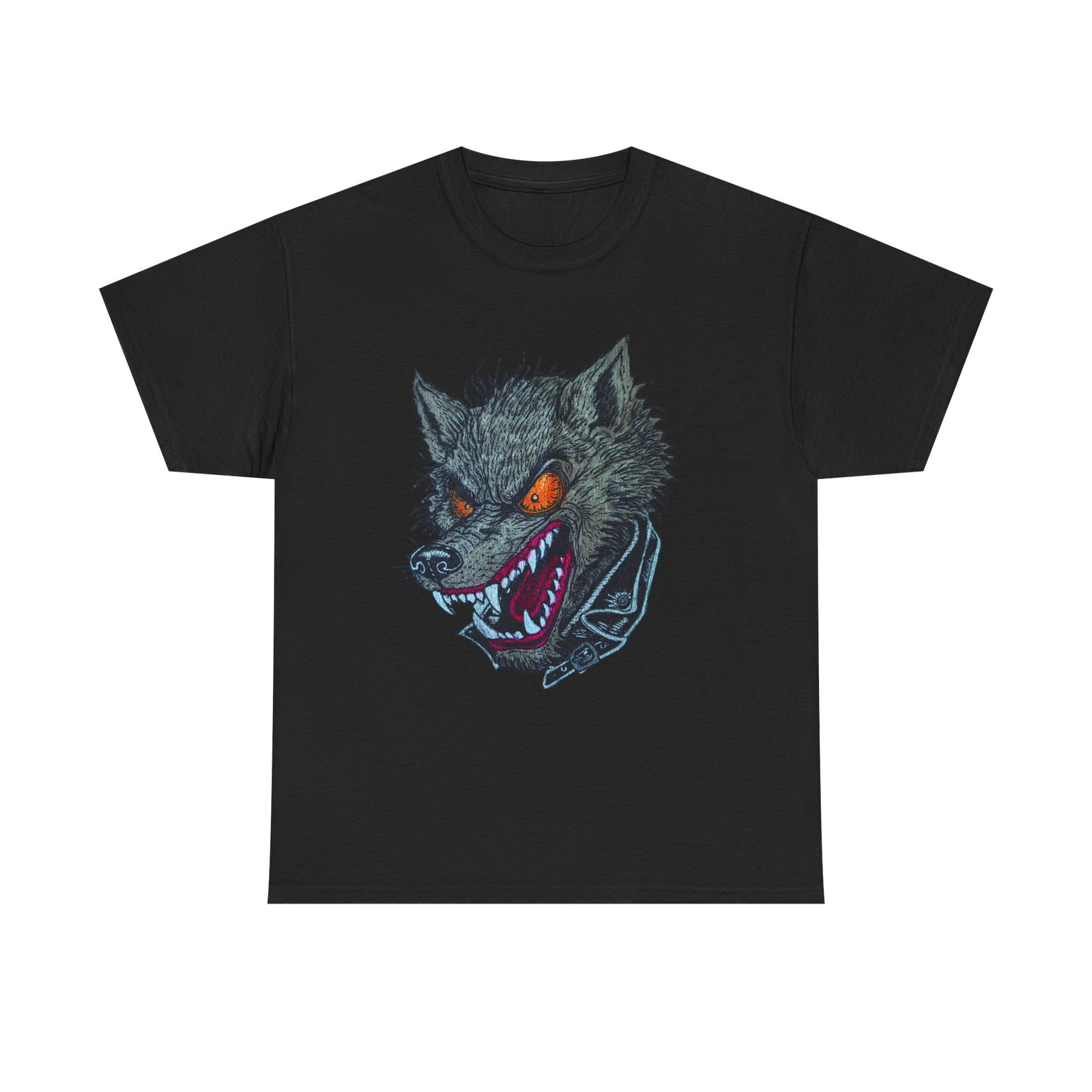 Psychobilly Wolf Head T-Shirt | Hand-Drawn Art | UYAA | Unisex