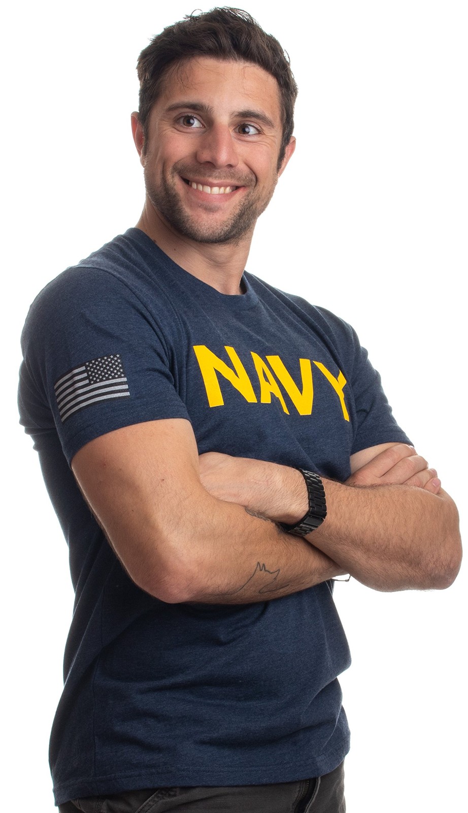Navy Chest Print & U.S. Military Sleeve Flag - Naval Veteran Sailor Style Shi... gallery