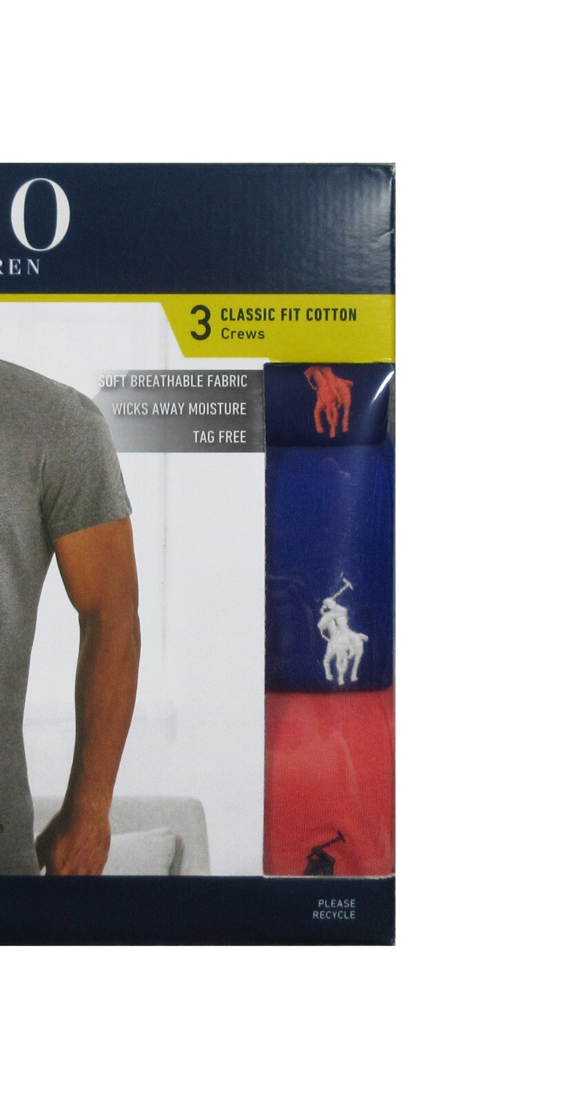 Polo Ralph Lauren Men's Navy-Royal-Red Classic Fit Crew-Neck 3 Pack Shirt gallery