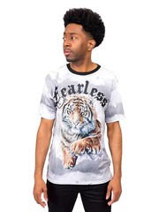 Victorious Men’s Wash Leopard And Embossed Fearless Tiger T-Shirt TS7423 TS7422