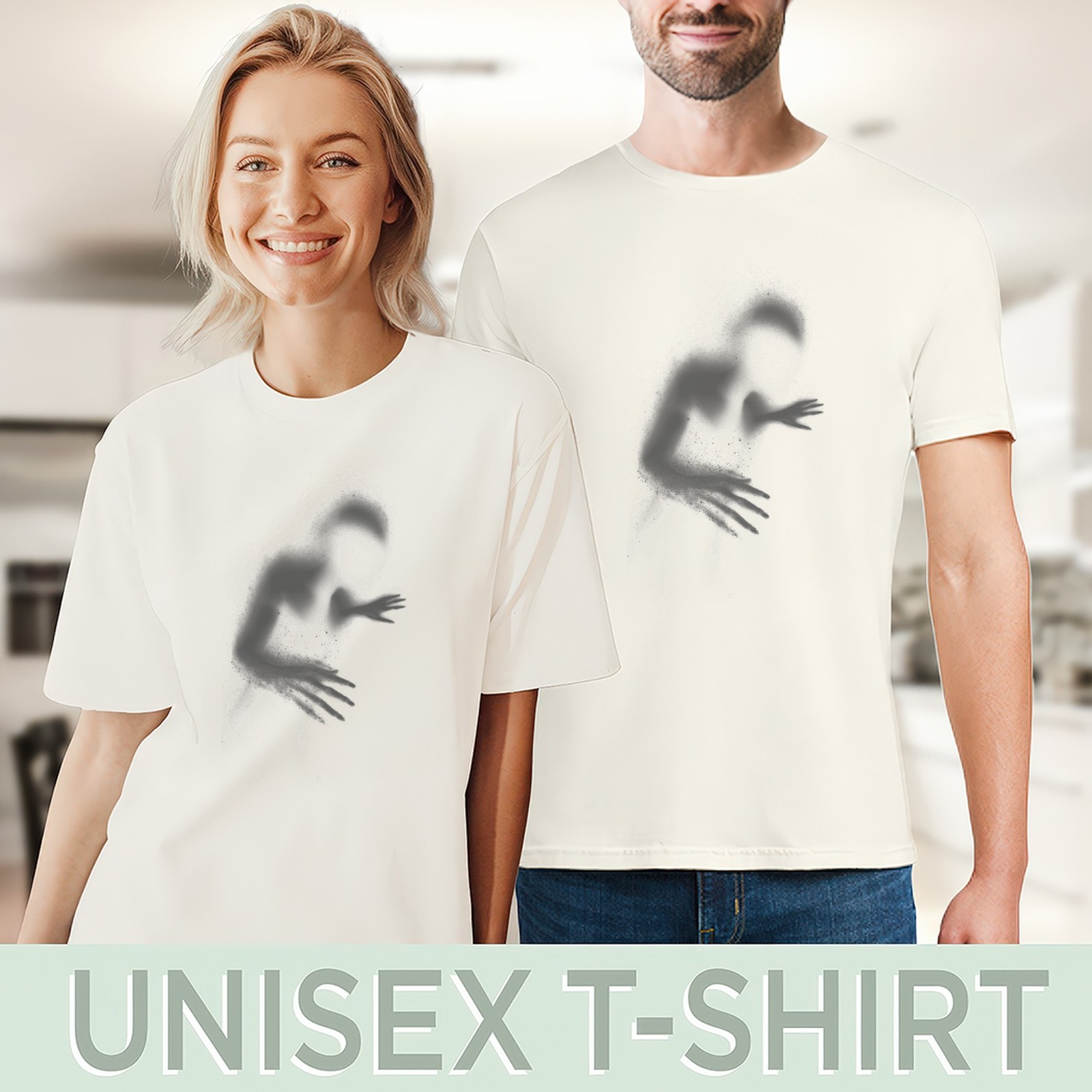 Abstract Powder Figure Graphic Tee Artistic Monochrome Design gallery