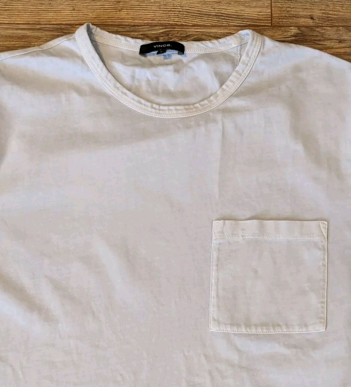 Vince T-Shirt Mens Garment Dyed Light Blue Pocket SS Crewneck - M gallery