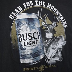 BUSCH LIGHT BEER Shirt MENS Medium M BLACK FISHING Hunting 90s LONG SLEEVE NWT