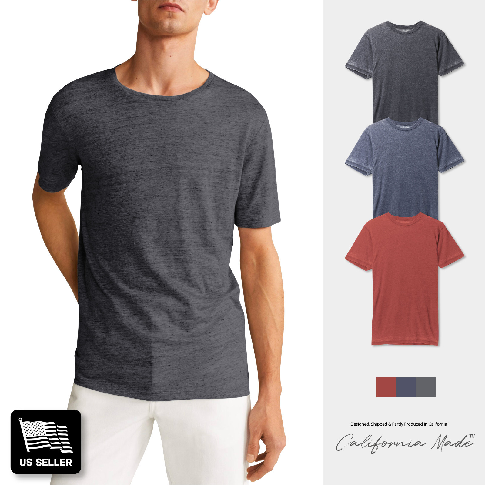 Mens Vintage T Shirts Burnout Tee Soft Faded Short Sleeve Casual Crewneck Basic gallery