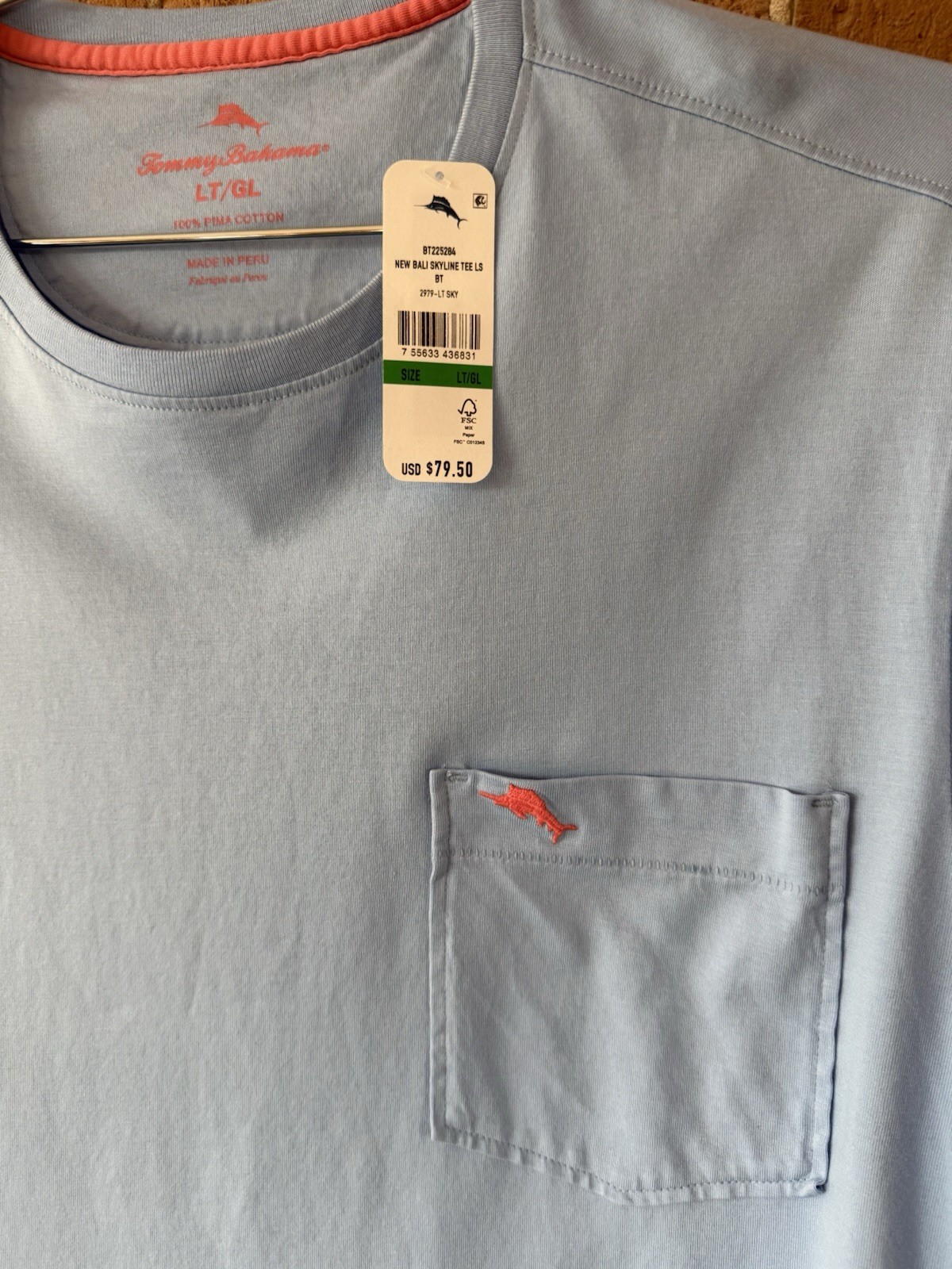 Tommy Bahama Light Sky New Bali Skyline Crew-Neck Long Sleeve Pocket Shirt LT gallery