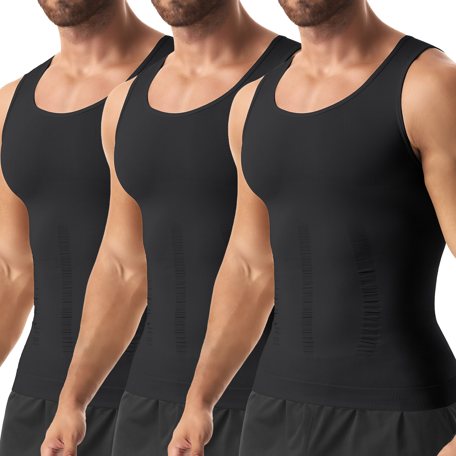 3 Pack Men's Compression Shirt Slimming Body Shaper Vest Tummy Control Shapewear gallery