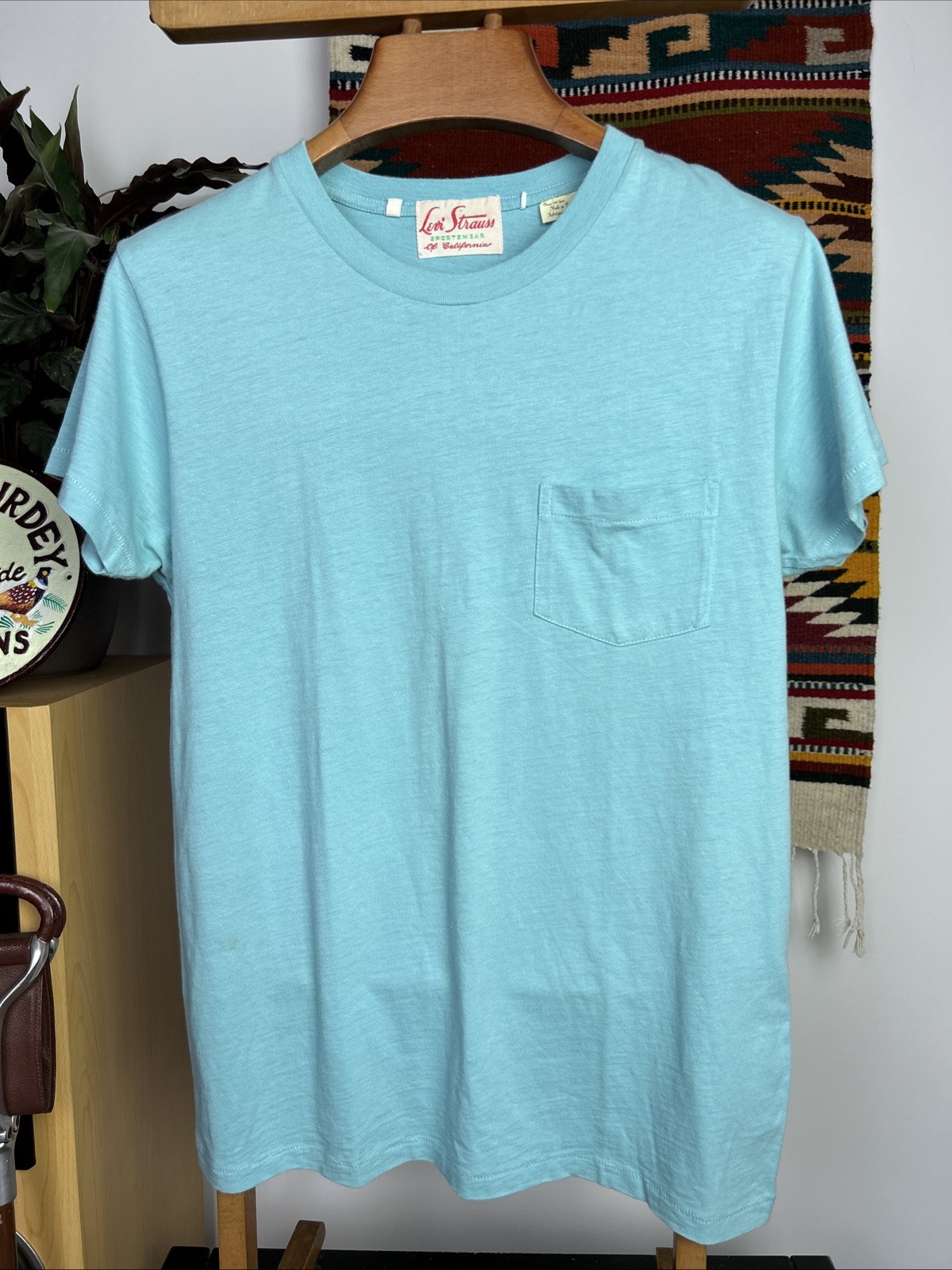 LVC T-Shirt M Levi's Vintage Clothing 50s 60s Casuals Light Blue Single Stitch gallery