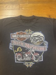 Vintage 1992 Harley Davidson Motorcycles T-Shirt Faded Paper Thin York Museum