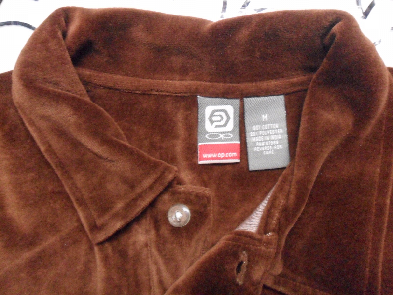 Medium OP Ocean Pacific Velvety Brown Polo 80 Cotton 20 Poly Vintage Surf Shirt gallery