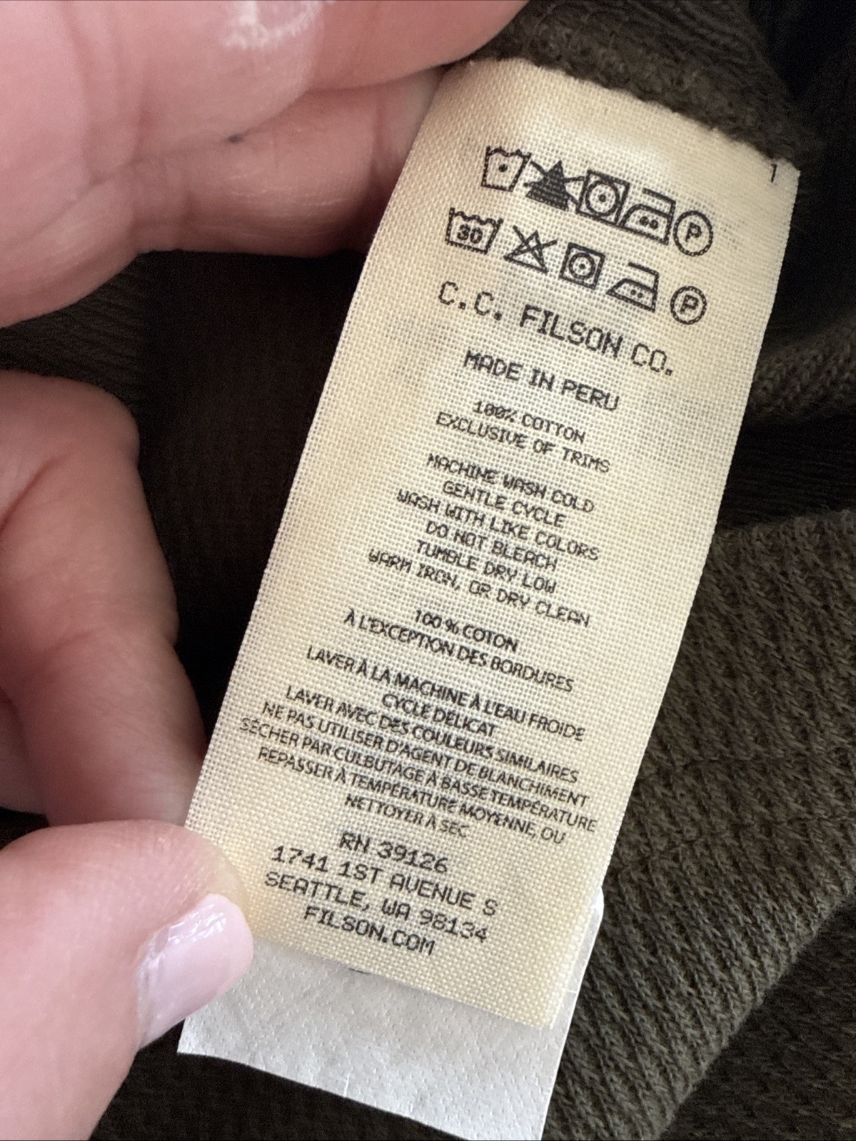 FILSON Men’s Mossy Rock Green Thermal Henley, Size Small, Heavy Waffle Knit gallery