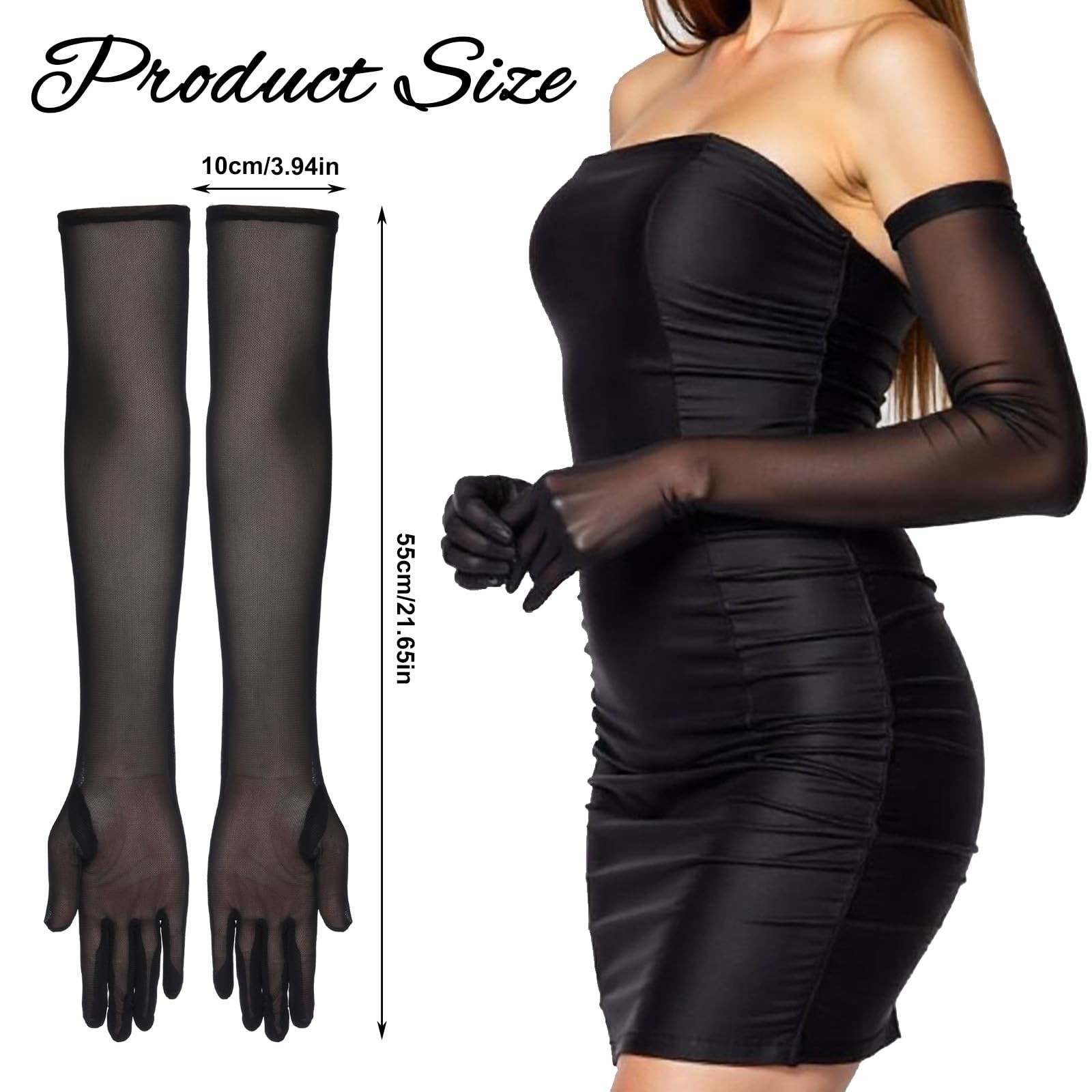 Long Black Lace Sheer Opera Gloves for Women 1920s Flapper Bridal Prom gallery