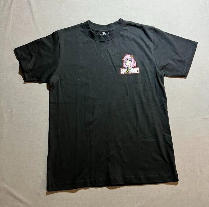 Spy x Family Tee Styled Shirt Adult S Black Embroidered Short Sleeve Tee.