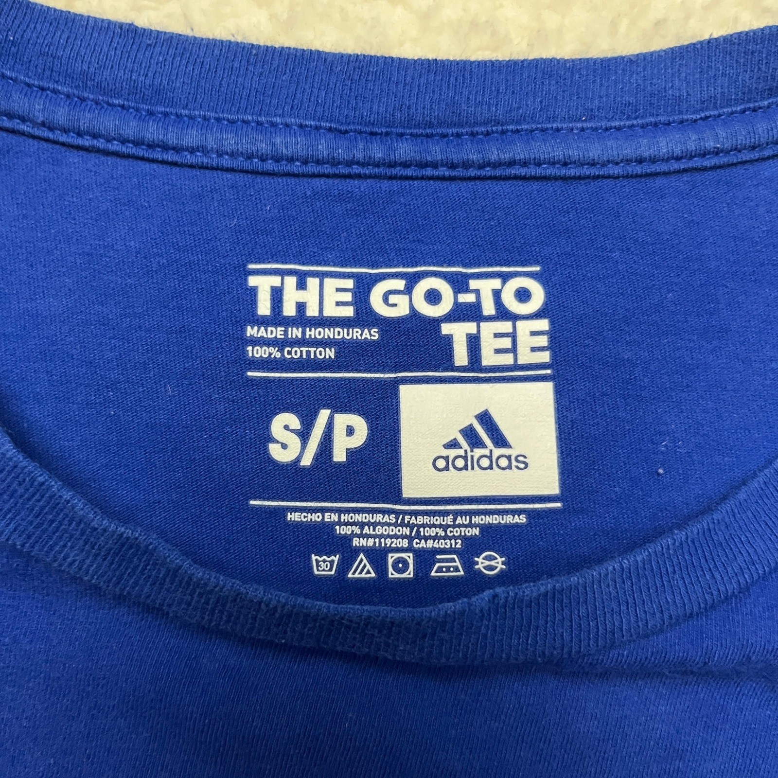 Adidas T-Shirt Mens Small Blue The Go-To Tee Short Sleeve Logo Solid 4117 gallery