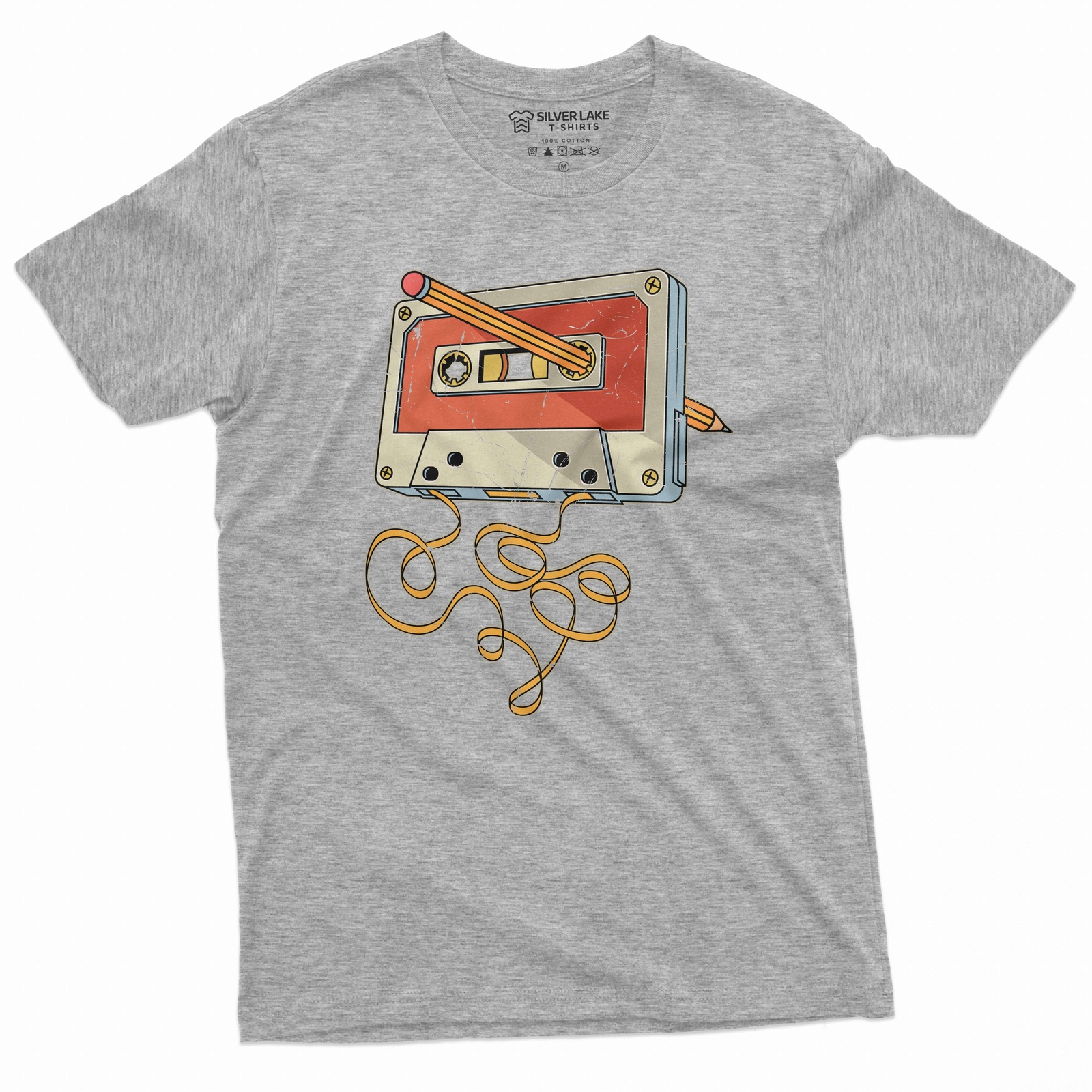 Men's vintage cassette tape with pencil T-shirt 80s 90s born nostalgic gift gallery