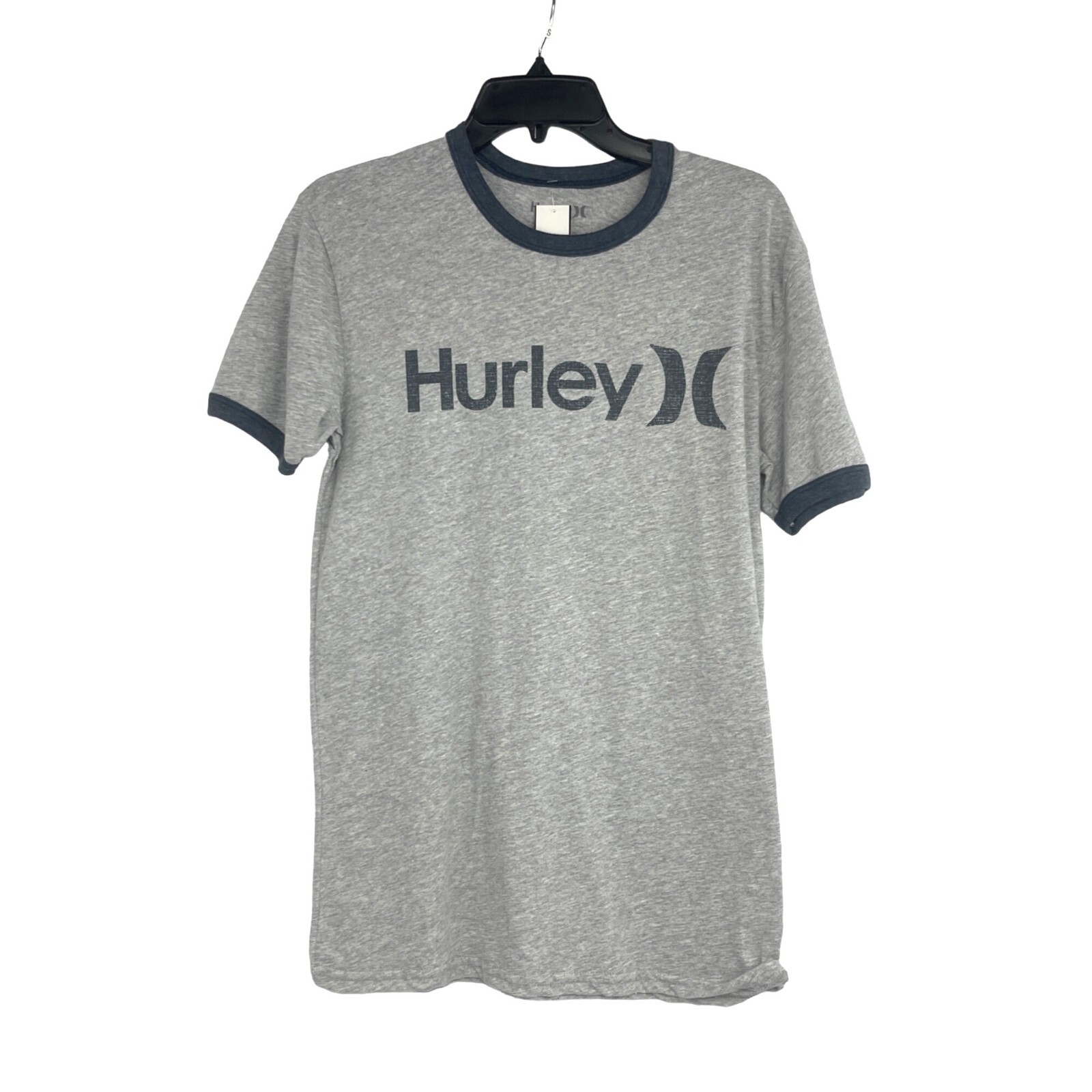 Hurley Mens Gray Ringer T-Shirt One and Only Short Sleeve Casual Top