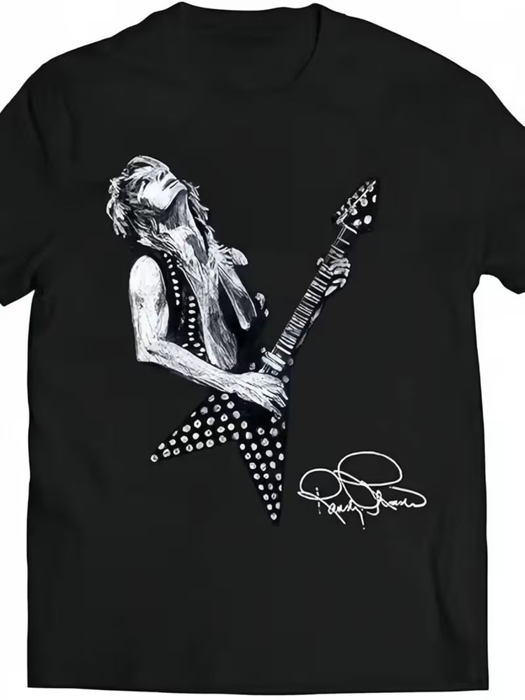 1pc, 100% Cotton, Guitar Singer Pattern Printed T-Shirt, Seasonal Casual Men’S T
