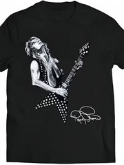 1pc, 100% Cotton, Guitar Singer Pattern Printed T-Shirt, Seasonal Casual Men’S T
