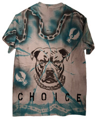 Hand Painted Punk T Shirt Medium Blue Black Dog Graffiti Streetwear Rave Concert