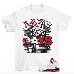 Stacked Sneaker Shirt White to Match Jordan 5 Retro Fire Red HQ7978-101