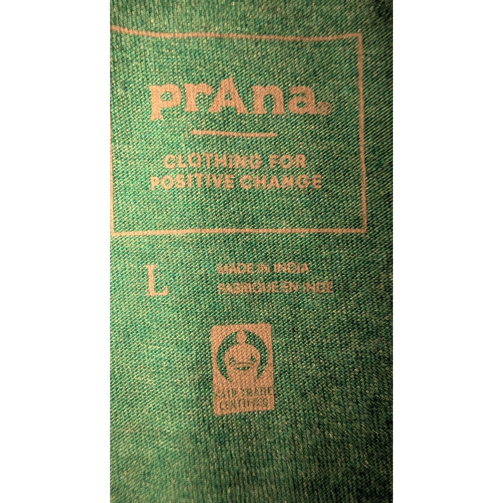 Mens prAna Organic Cotton Blend HeatherTeal Crewneck T-Shirt Large Fair Trade gallery