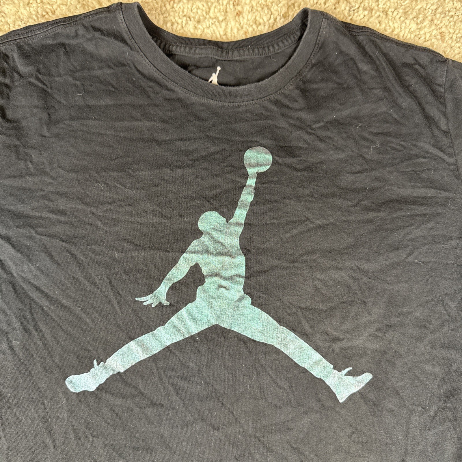Nike Air Jordan Jumpman Logo Tee Mens T-Shirt Black Green Size L Sportswear Top gallery