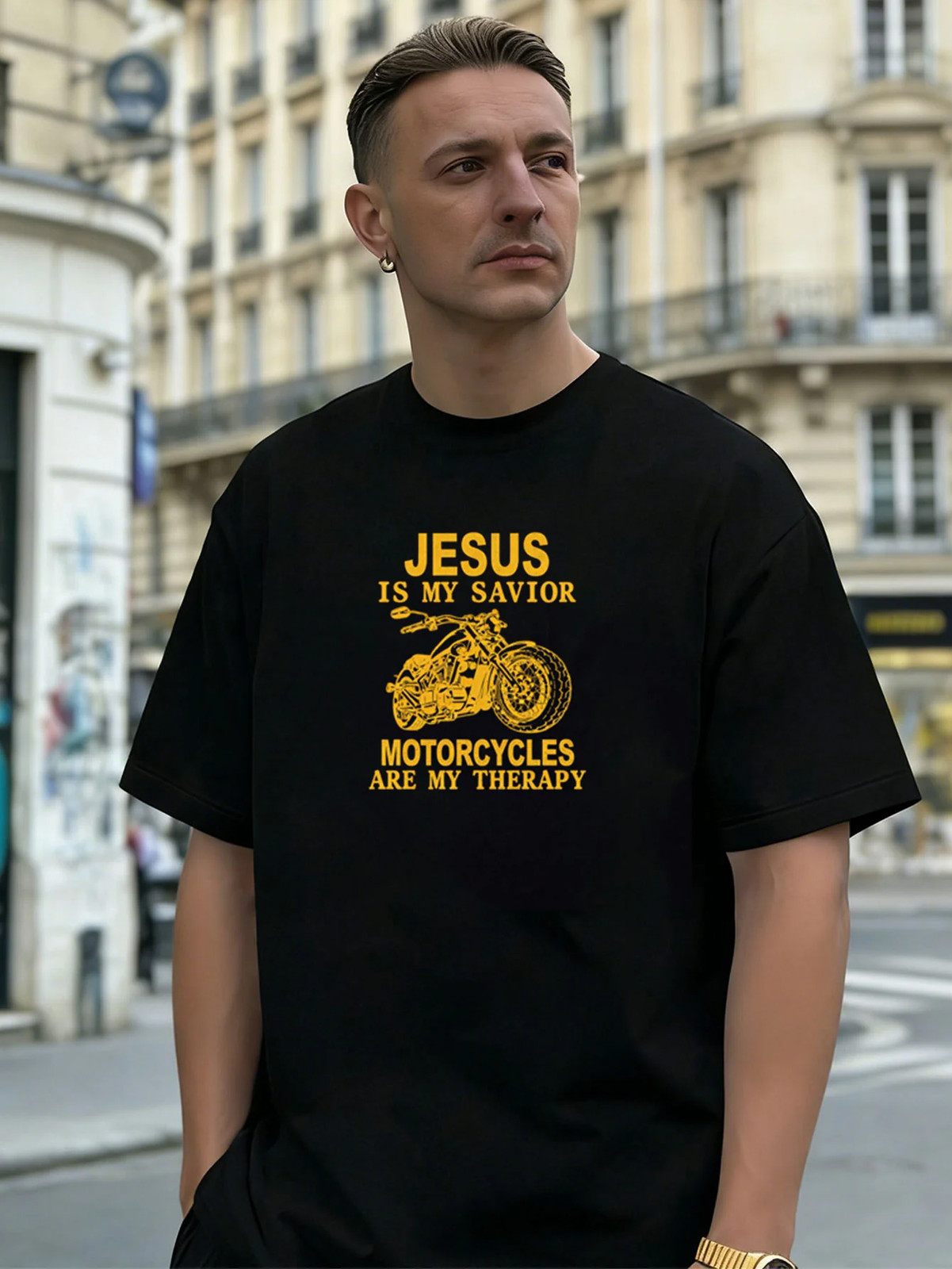 Motorcycle Graphic 100% Cotton Men's T-Shirt, Suitable for Daily Casual Wear gallery