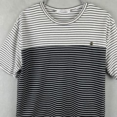 Reason Clothing Men Striped S/S Textured T-Shirt Black White Curved Hem M Casual