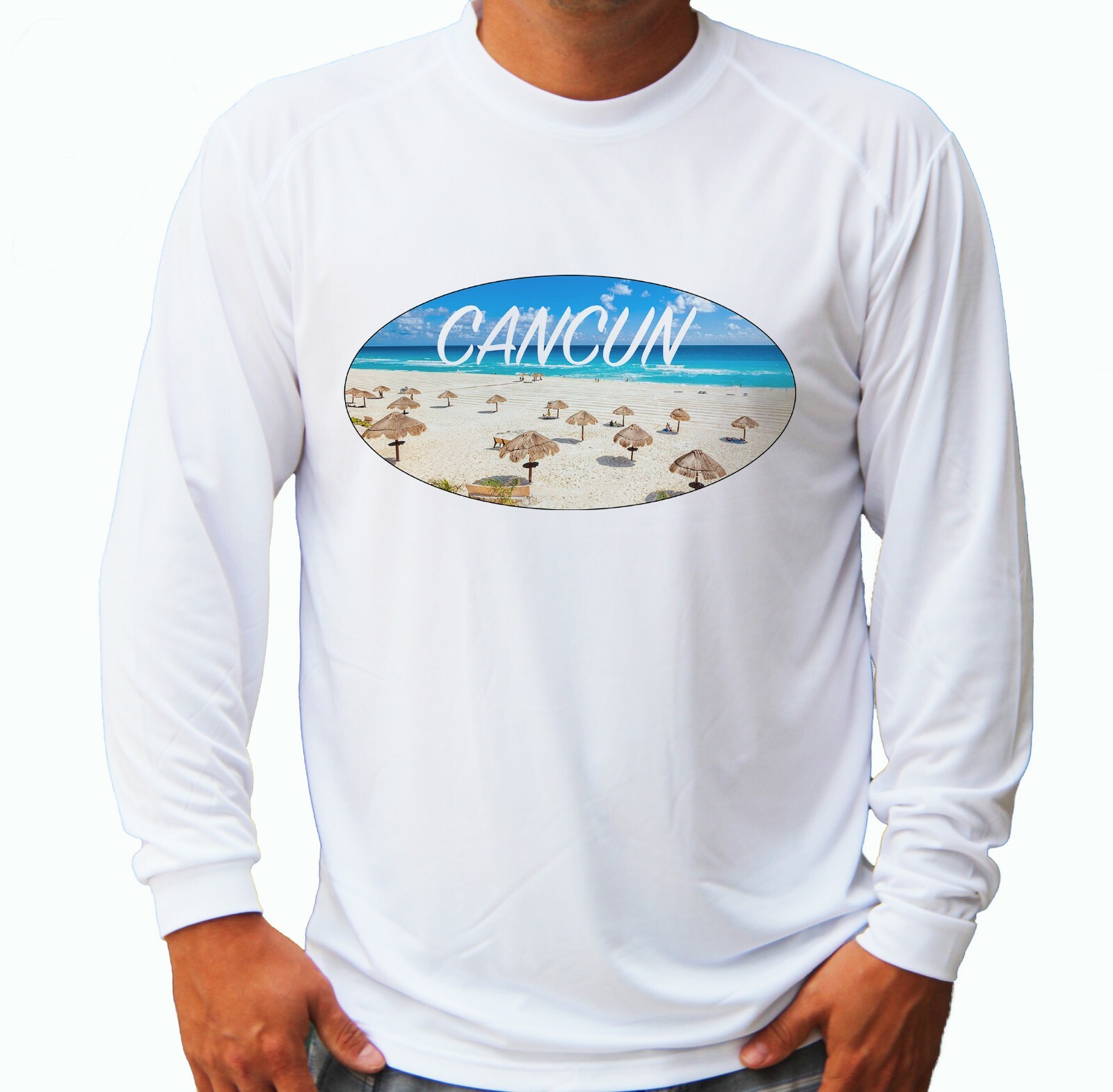 Cancun Vacation Fishing Boat Long Sleeve UPF 30 T-Shirt Sun UV Protection Beach