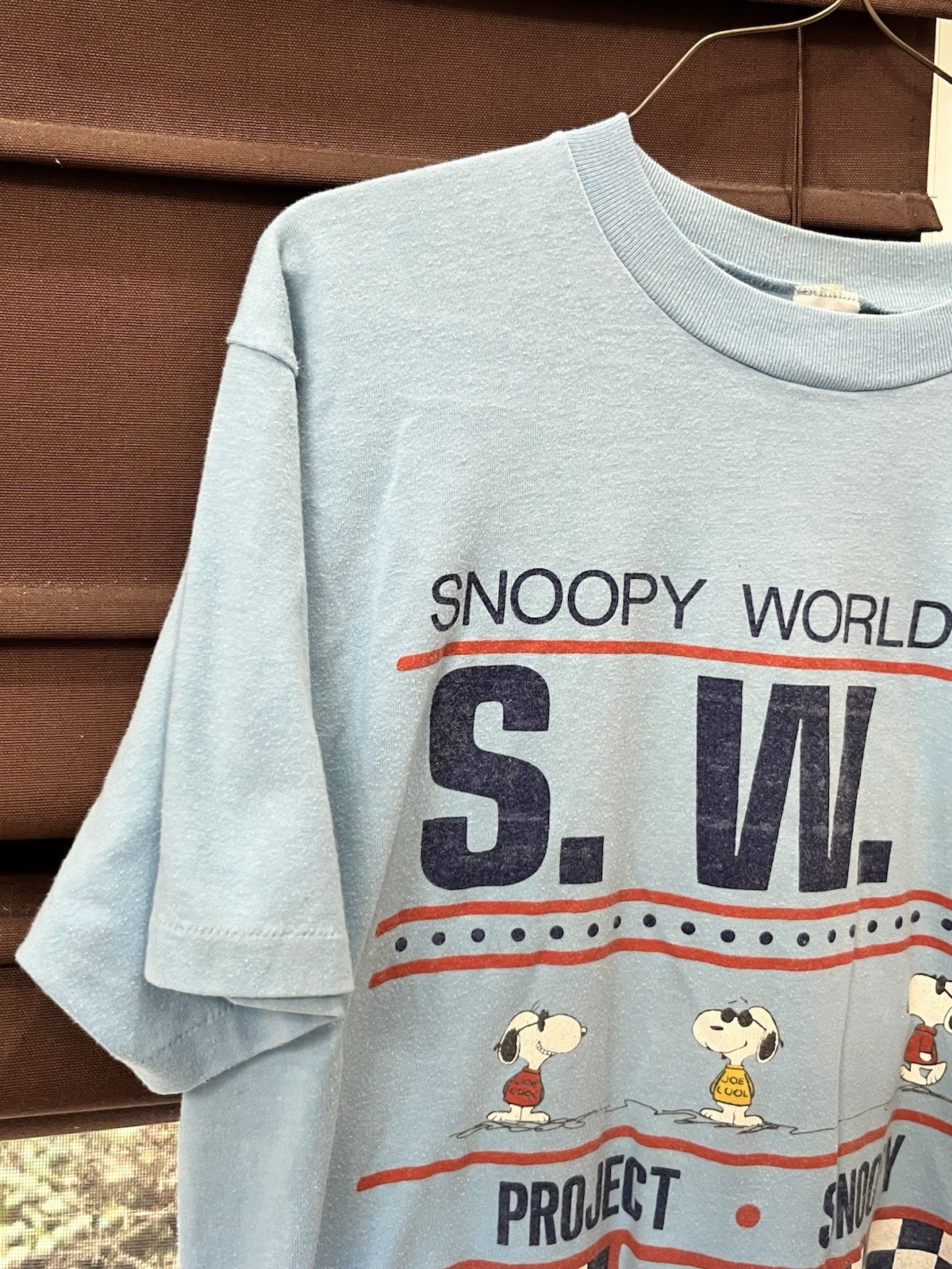 Vintage 80’s Snoopy World Tour T-Shirt Single Stitch Men’s XL Artex Light Blue gallery