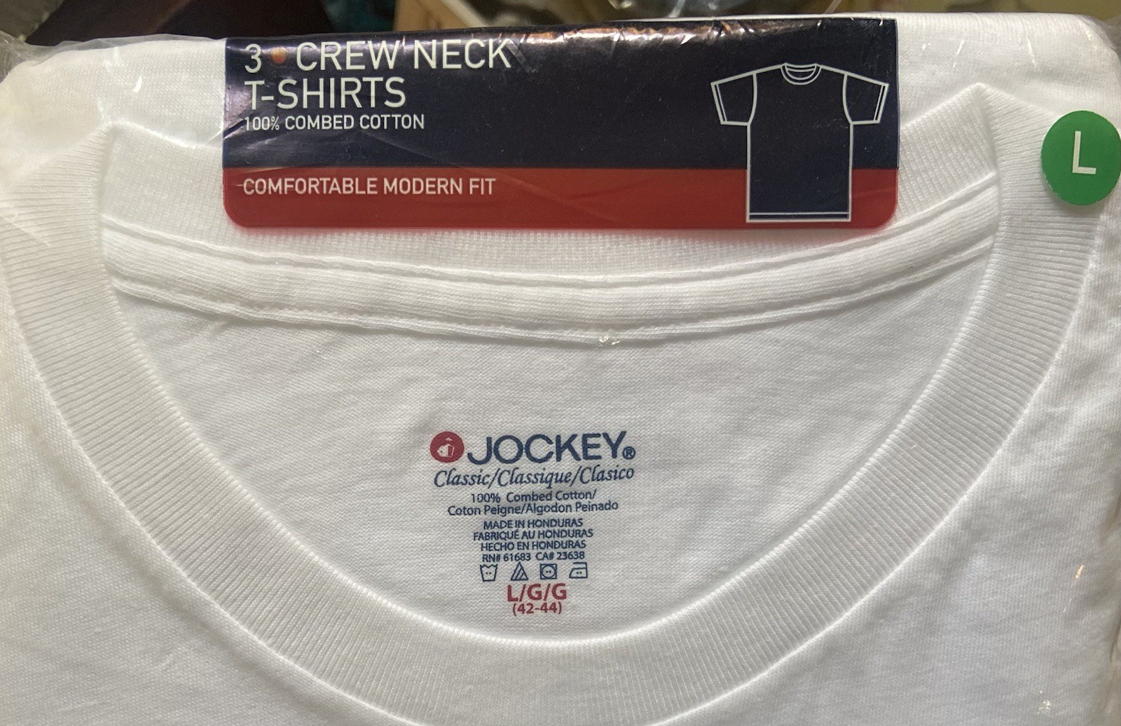 SEALED © 2004 JOCKEY CLASSIC Adult Size L 100% Combed Cotton T-SHIRTS gallery
