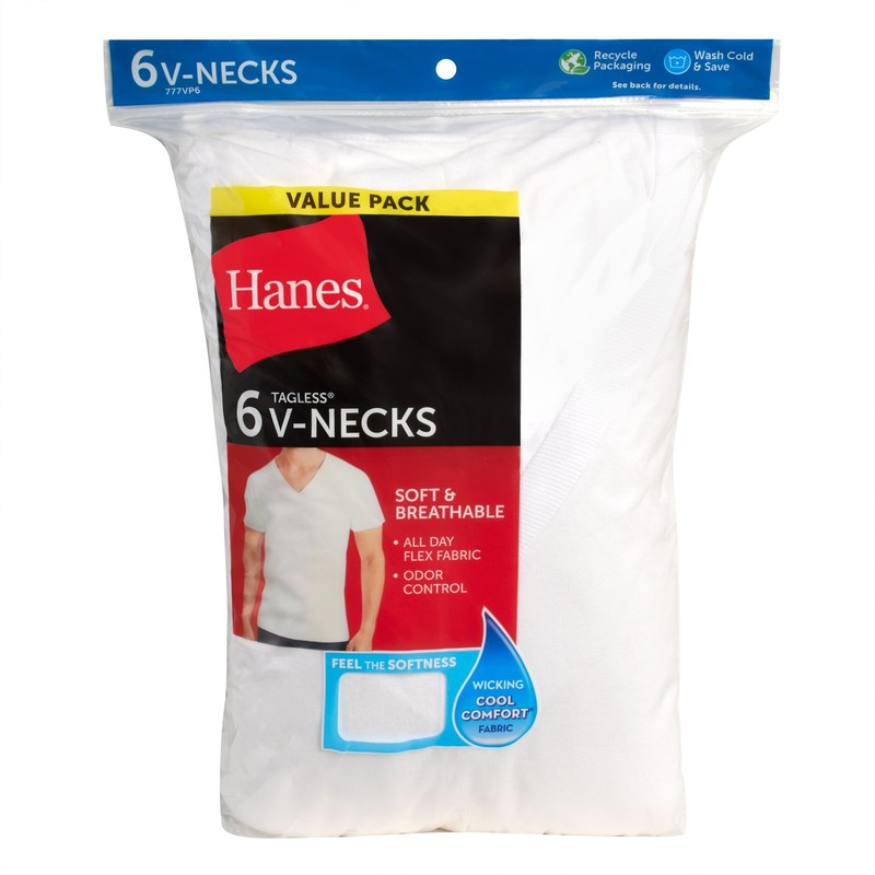 Hanes Men's FreshIQ Undershirt 6-Pack V-Neck Men's Shirts TAGLESS Comfort Soft gallery