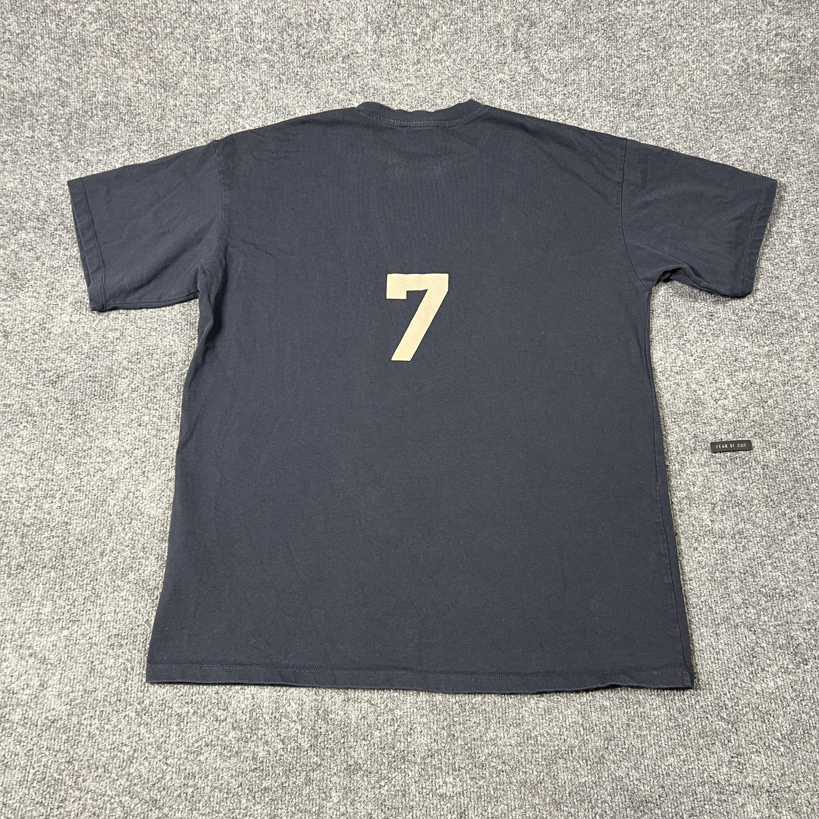 Fear Of God Shirt Mens XL Navy Blue 7 Back Graphic Made USA Cotton Flaw gallery