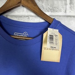 Caribbean Beer a Thon Finish Beer Here Parrot Crew T-Shirt Size Large Periwinkle