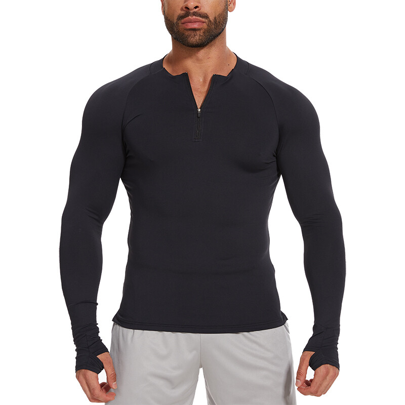 Men Compression Shirt Long Sleeve Athletic Fitness Quick-drying Breathable Tops