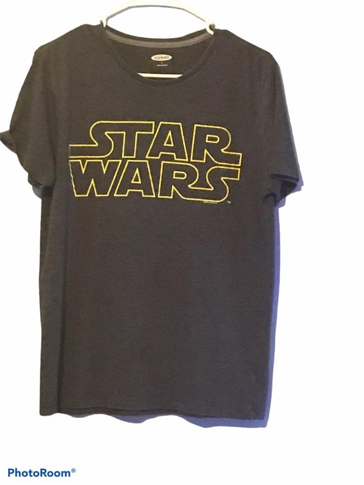 Star Wars Graphic Tee Small Dark Gray Yellow Logo Sci-Fi Casual Nerd Core