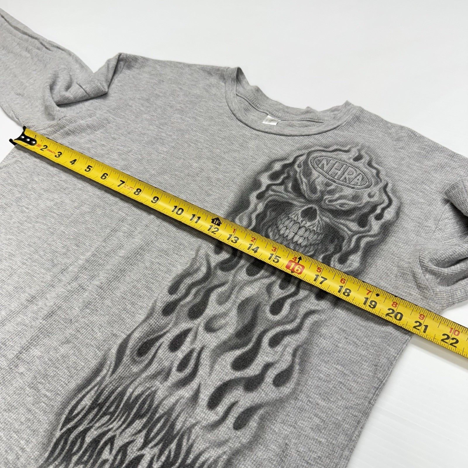 NHRA Championship Drag Racing Mens Thermal Waffle Knit Long Sleeve Shirt L Gray gallery
