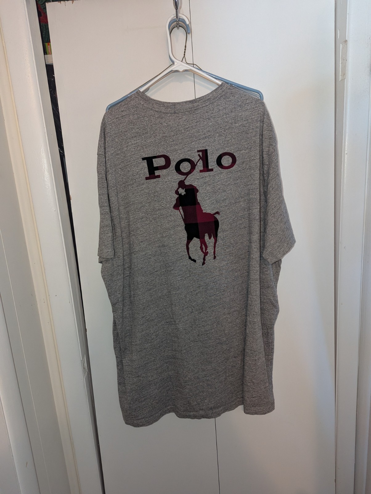 Polo Ralph Lauren Big Pony T Shirt Mens Size 3XLT Tall Gray Buffalo Plaid Logo gallery