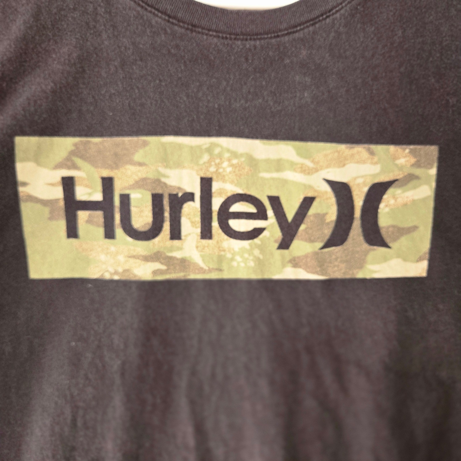Hurley Mens Graphic T-Shirt Black Camo Box Logo Short Sleeve Crewneck L gallery