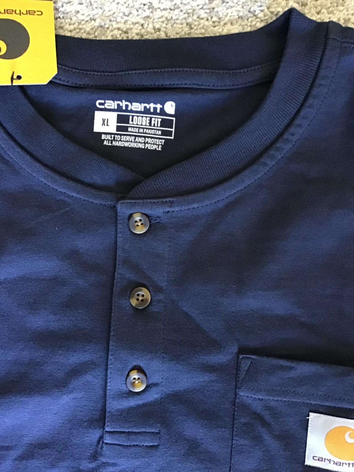 NWT!! CARHARTT MENS LOOSE FIT HEAVYWEIGHT S/S POCKET HENLEY T-SHIRT, SIZE XL gallery