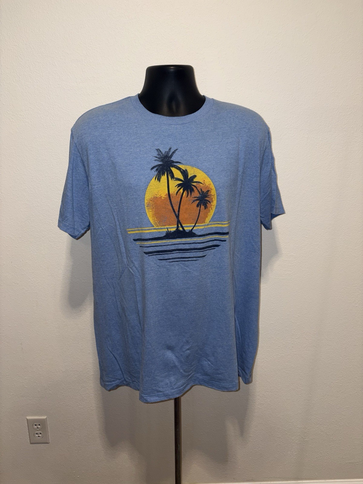Sonoma Sunset Palm Tree Print Short Sleeve Crew Neck T Shirt Men XL Top