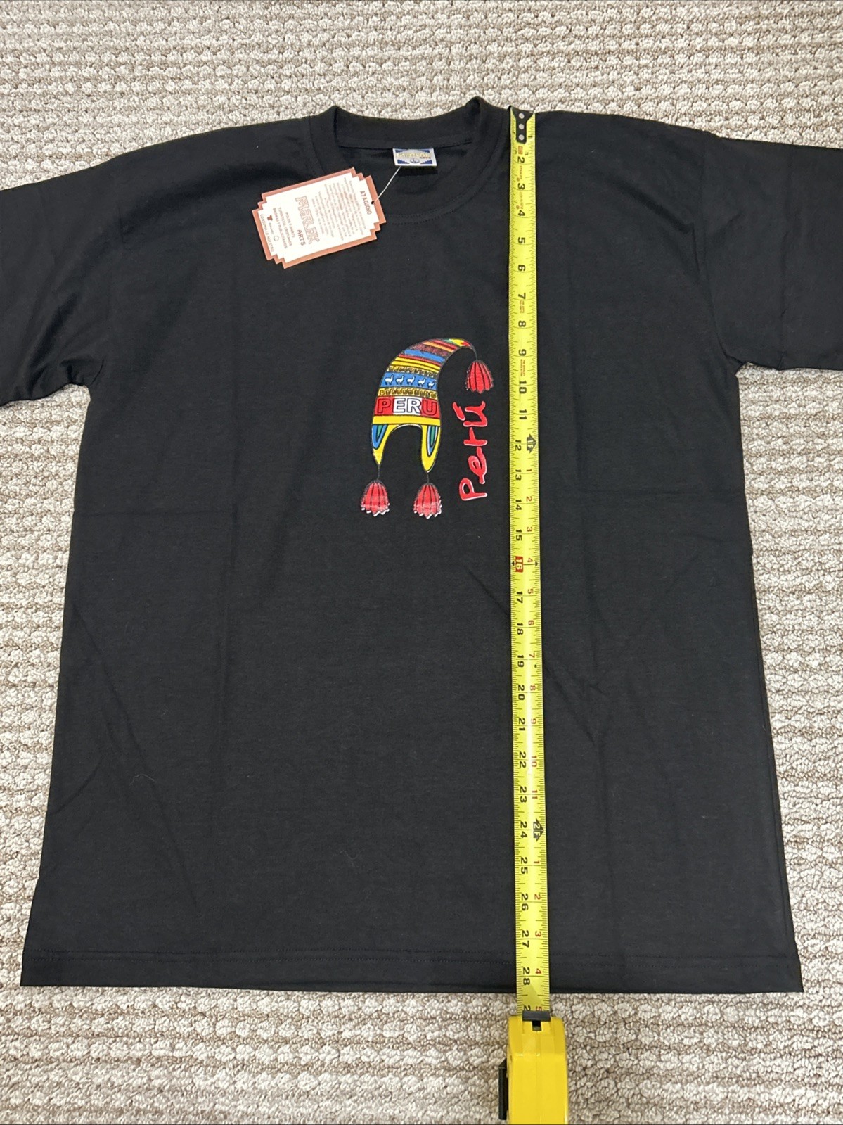 NEW Peru Marlok Arts Men’s T-Shirt Large Black Country Of Peru Souvenir NWT gallery