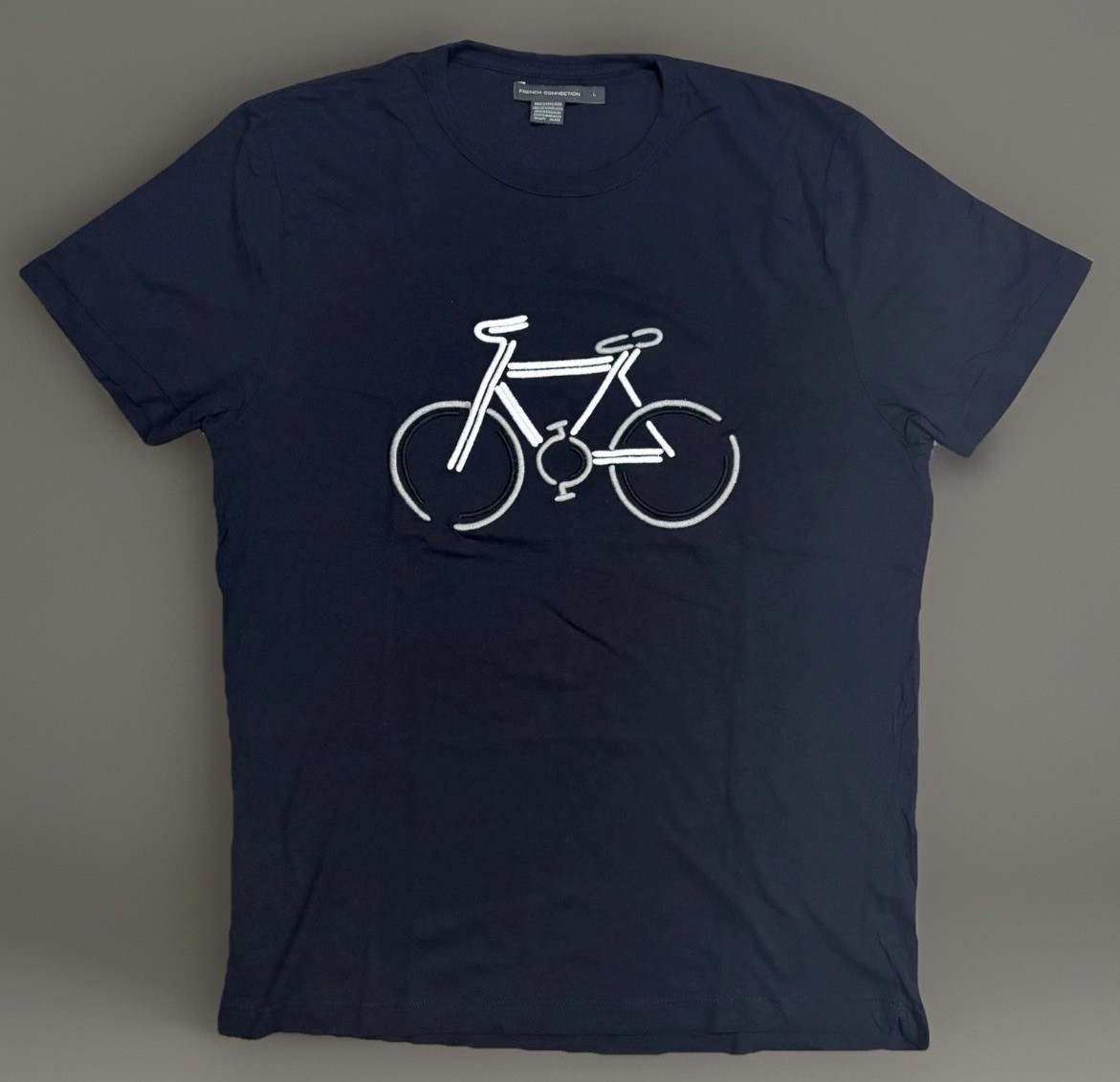 Vintage French Connection Embroidered Bicycle Soft Cotton Designer T-Shirt Large gallery