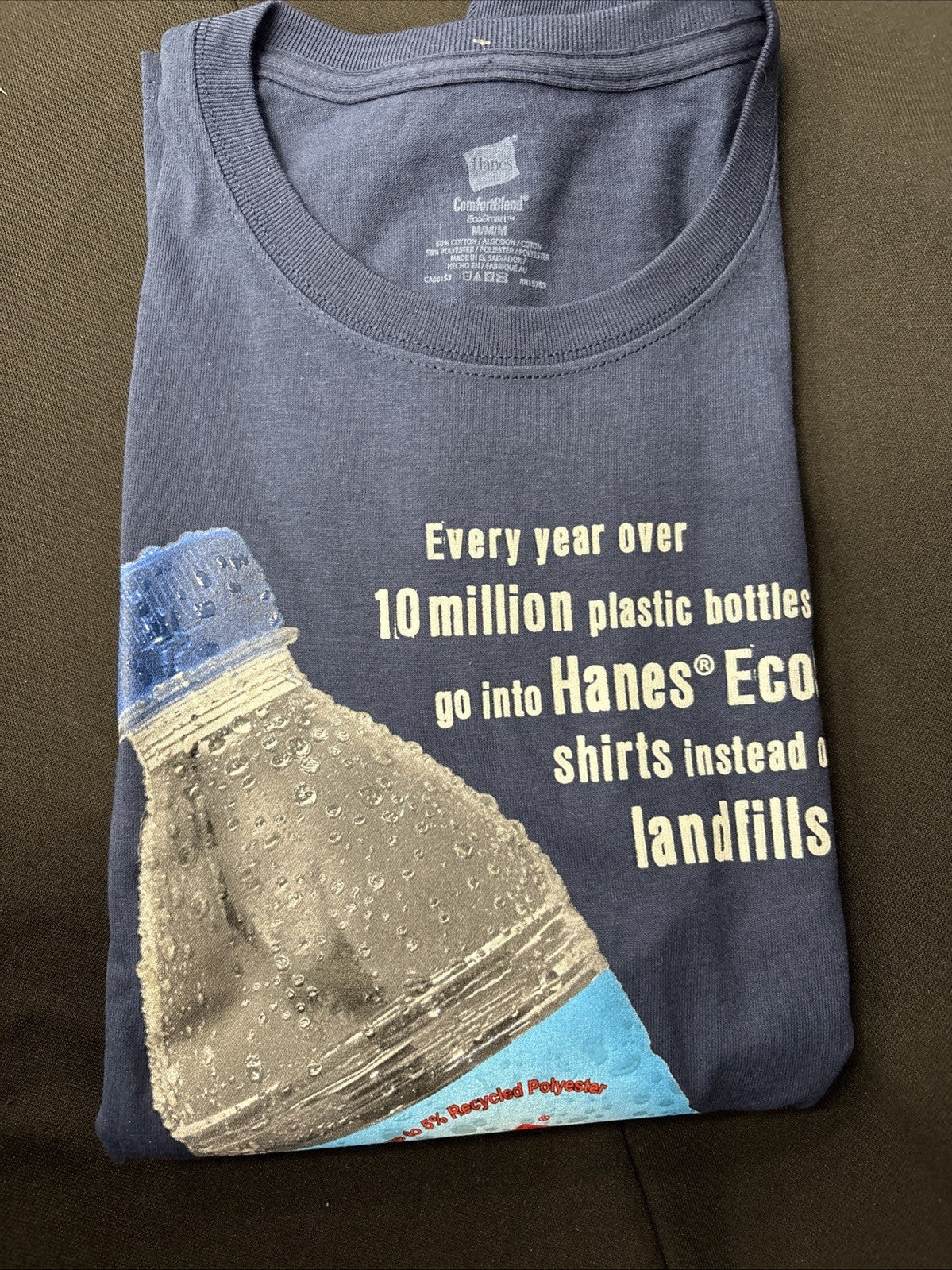 NWT Vintage Y2K Hanes EcoSmart Water Bottle Promo Graphic Mens M T Shirt gallery