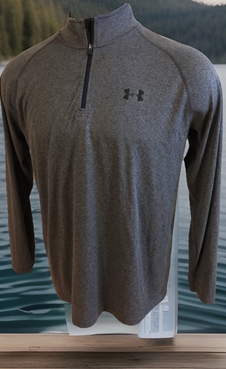 Under Armour Men Long Sleeve L/S 1242220 Gray L Shirt Pullover 1/4 Zip UA Tech 2 gallery