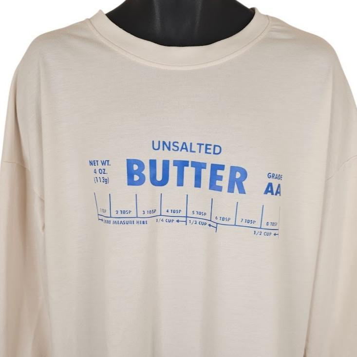 Unsalted Butter Shirt Mens Size 2XL Cream Baker Baking Snack Tee