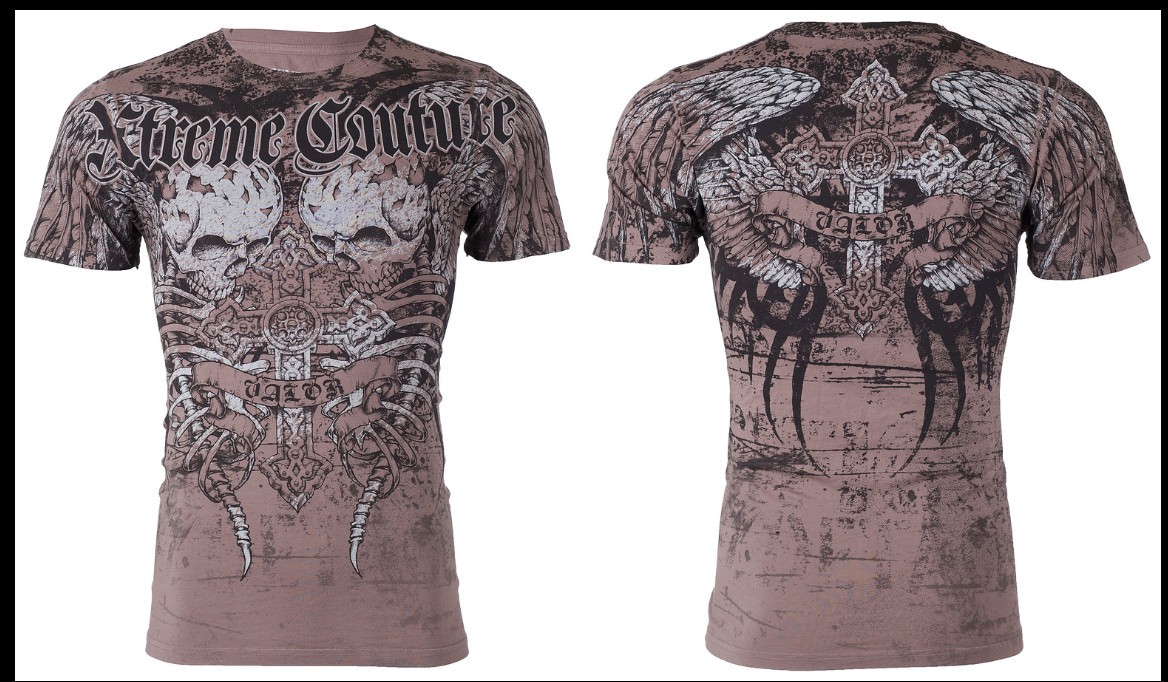XTREME COUTURE by AFFLICTION Charcoal ROT Short Sleeve Slim Fit T-shirt NWT gallery
