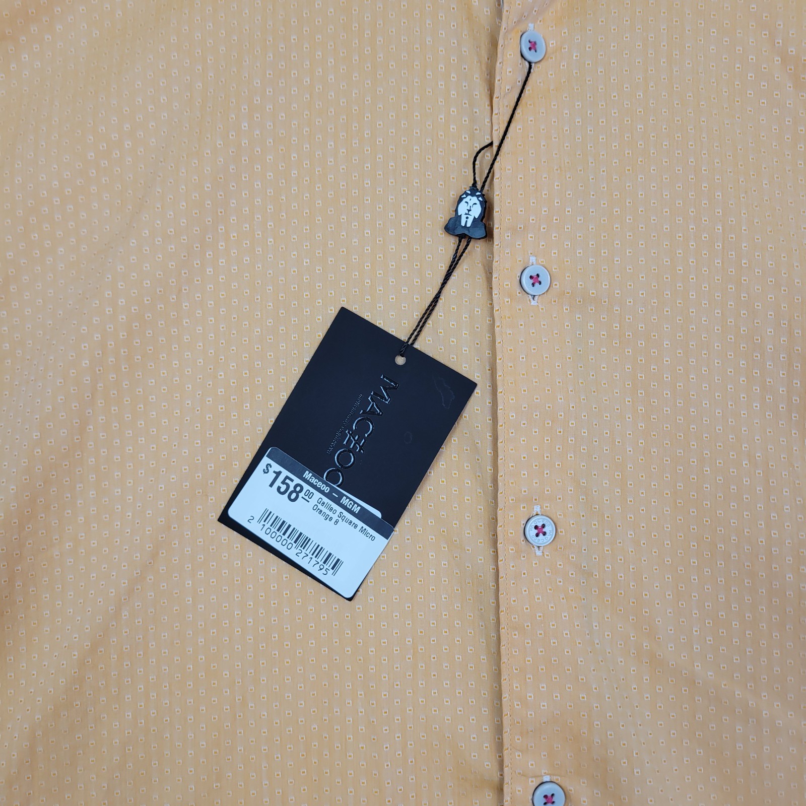 Maceoo Mens 4XL Orange Geometric Short Sleeve Shirt Casual Italian Cottton gallery